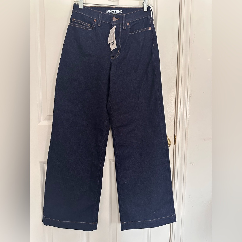 NWT Lands' End Women's Dark Blue Jeans wide leg 2